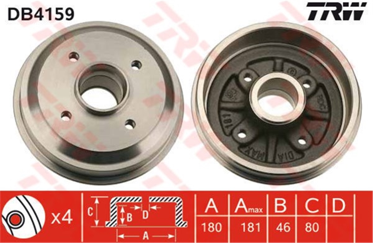 206ARKA KAMPANA P106-P206 ABS SİZ TRW DB4159TRWTRW DB4159