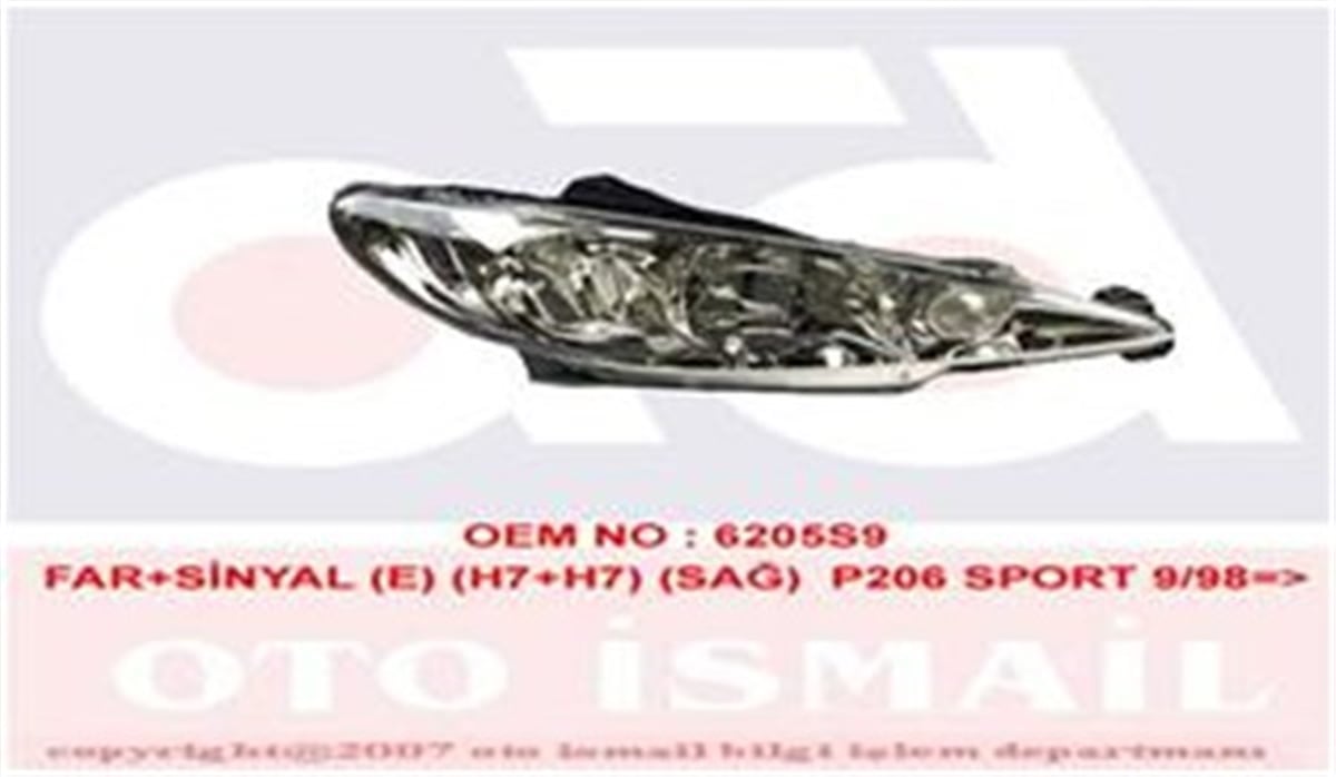 206FAR SİNYAL SAĞ ŞEFFAF P206 03-10 ELEKTRİKLİ H7 H7 VALEO 087276VALEOVALEO 087276