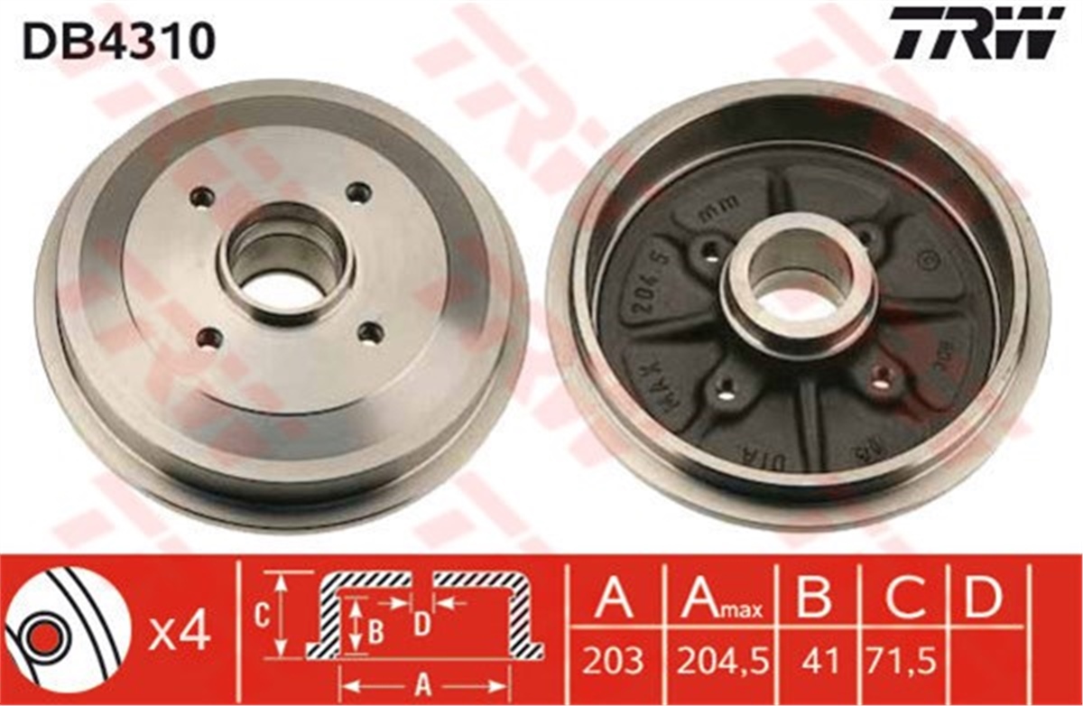 206FREN KAMPANASI P206-C2-C3 1.2-1.4-.6-1.8 02 TRW DB4310TRWTRW DB4310