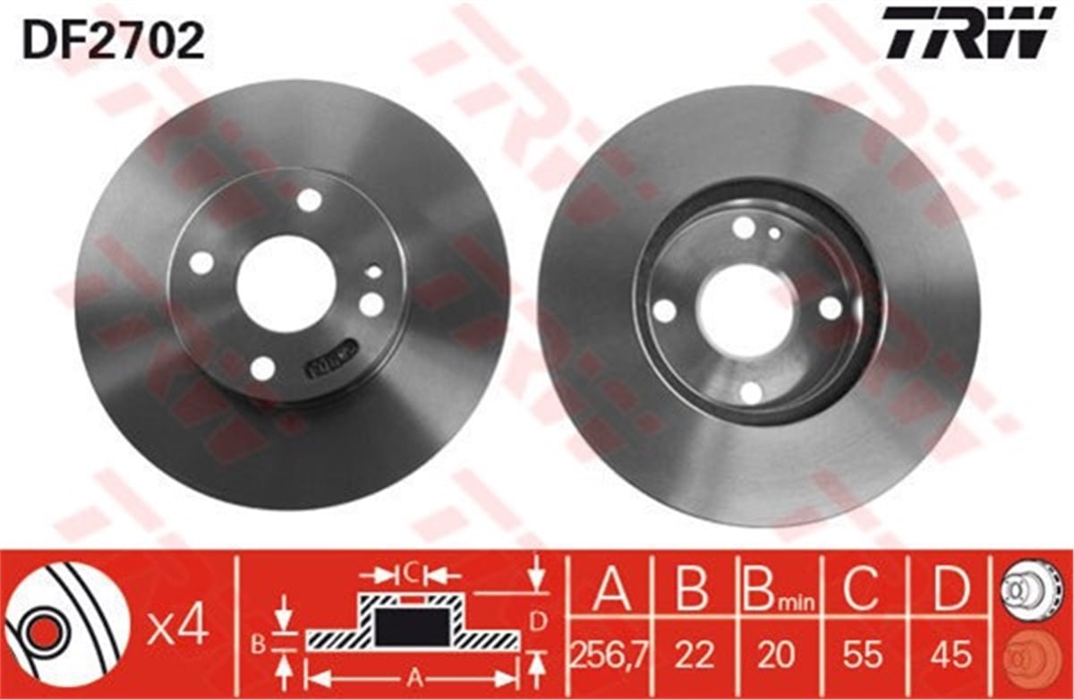 323ÖN FREN AYNASI HAVALI MAZDA 323 1.5-1.9-1.9İ GT 16V - MX3 1.6 16V-1.9 24V 91 TRW DF2702TRWTRW DF2702
