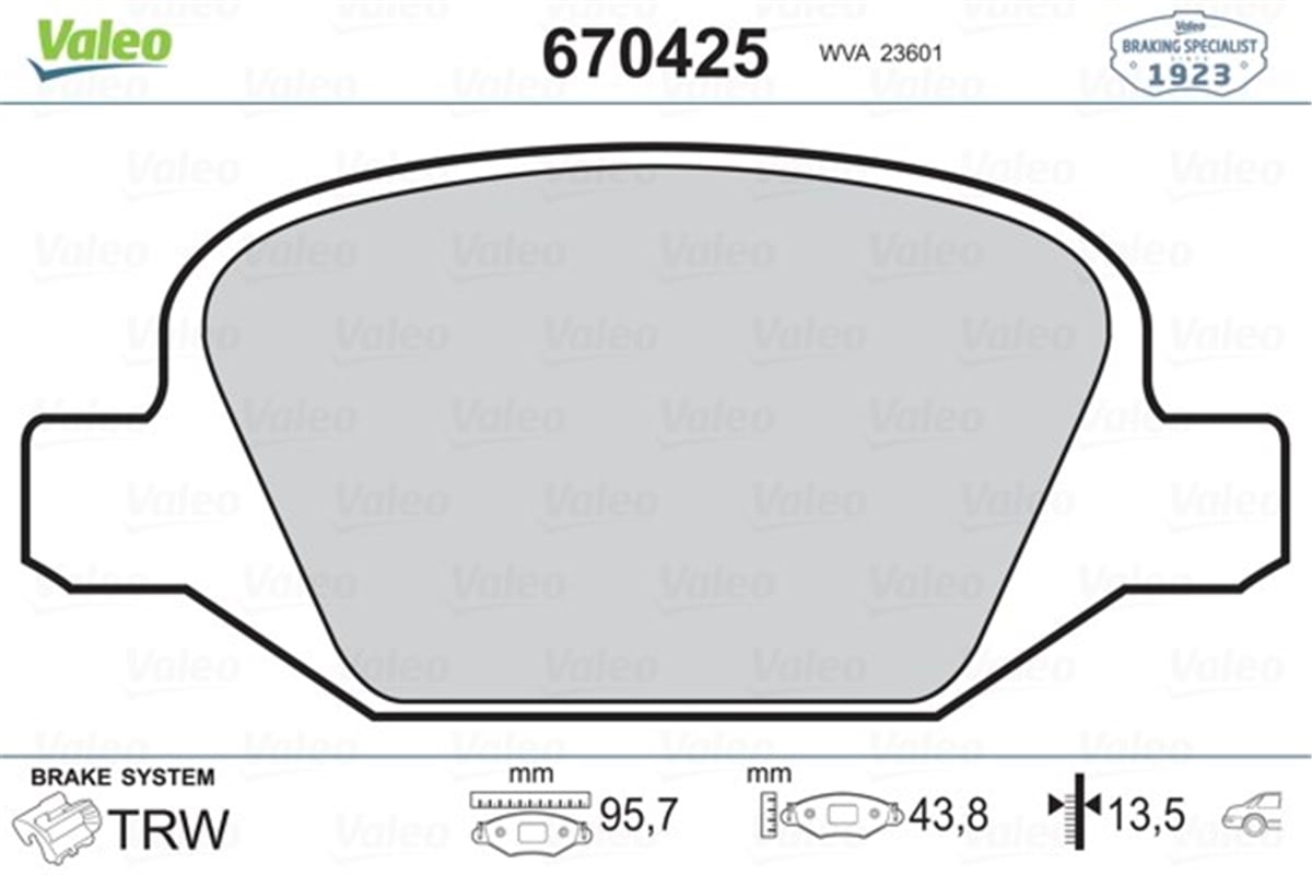 500ARKA BALATA FIAT 500 1.4 ABARTH 08-08 FIAT 500C - 1.4 ABARTH 09-09 0.9 13 VALEO 670425VALEOVALEO 670425