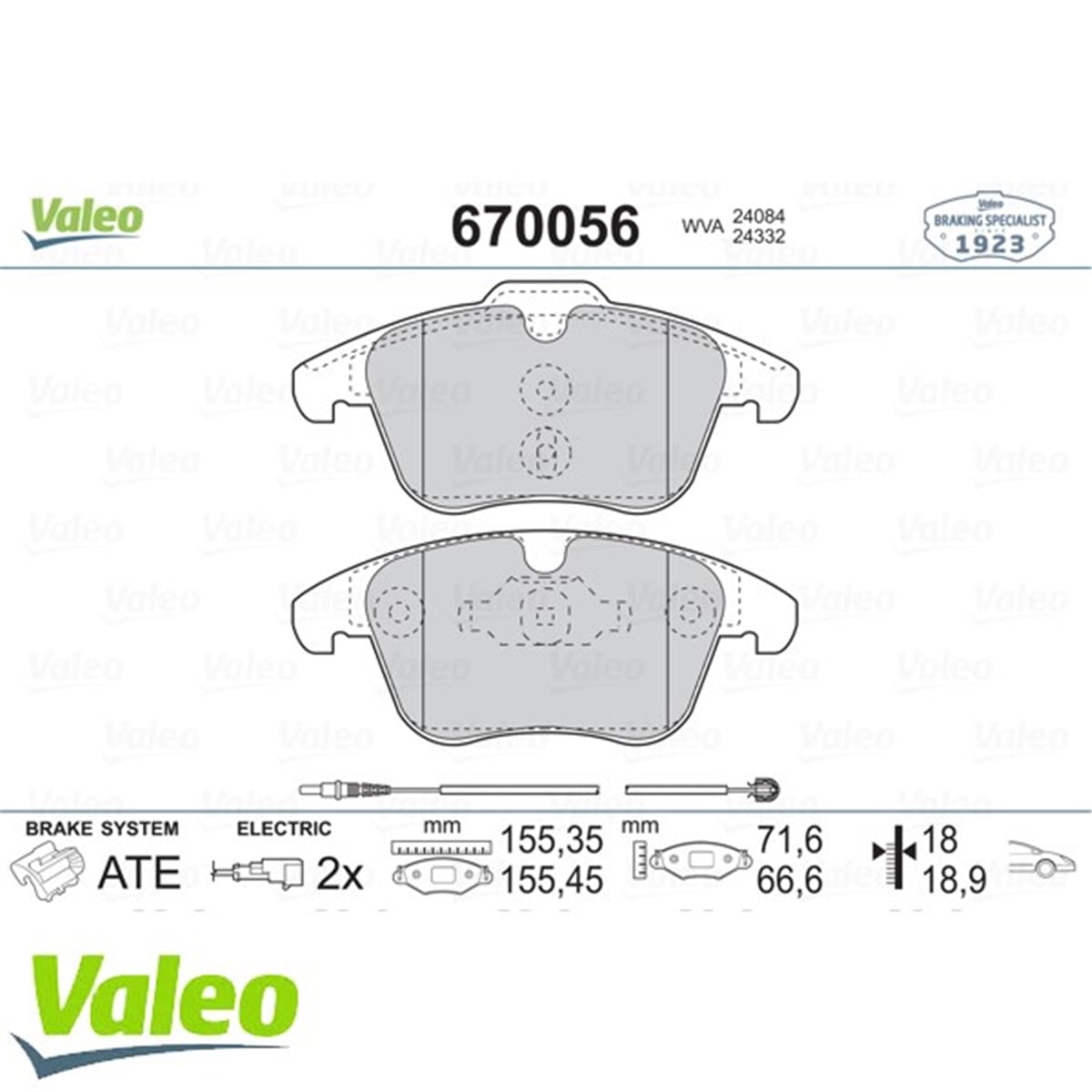 508ÖN BALATA FİŞLİ P407 2.0HDİ 04 10 P508 1.6 1.10 C5 1.6 1.8 2.0 1.6 HDI-2.0 HDI 08 12 208 1.2 VALEO 670056VALEOVALEO 670056