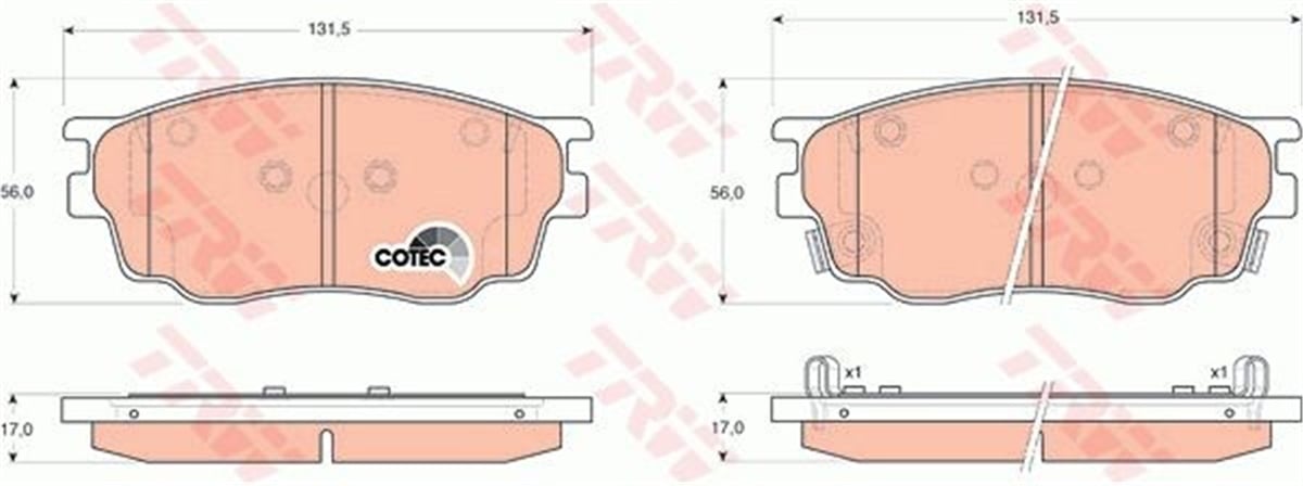6ÖN BALATA MAZDA 6 1.8 02 1.8MZR 2.0MZR 2.2 MZR 2.5MZR 07 09 TRW GDB3309TRWTRW GDB3309