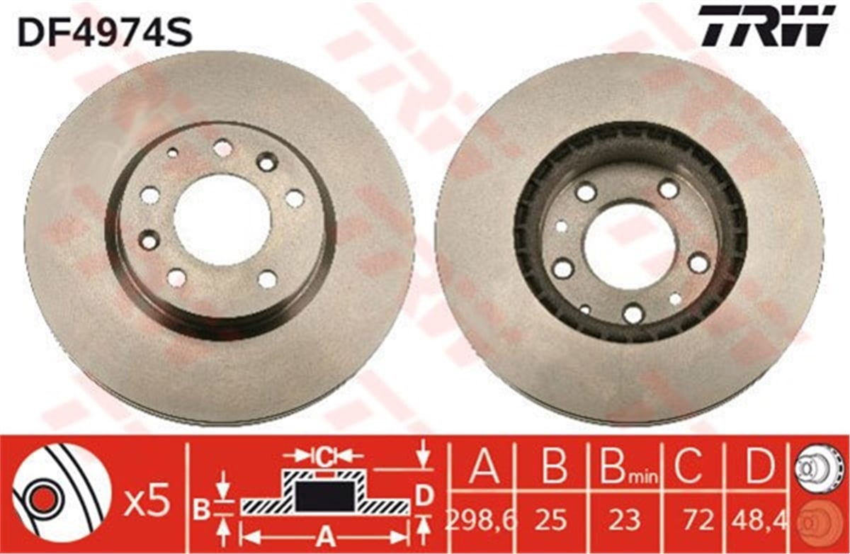 6ÖN FREN AYNASI HAVALI MAZDA 6 1.8-2.0-2.5-2.0CD-2.2CD-2.2D TRW DF4974STRWTRW DF4974S