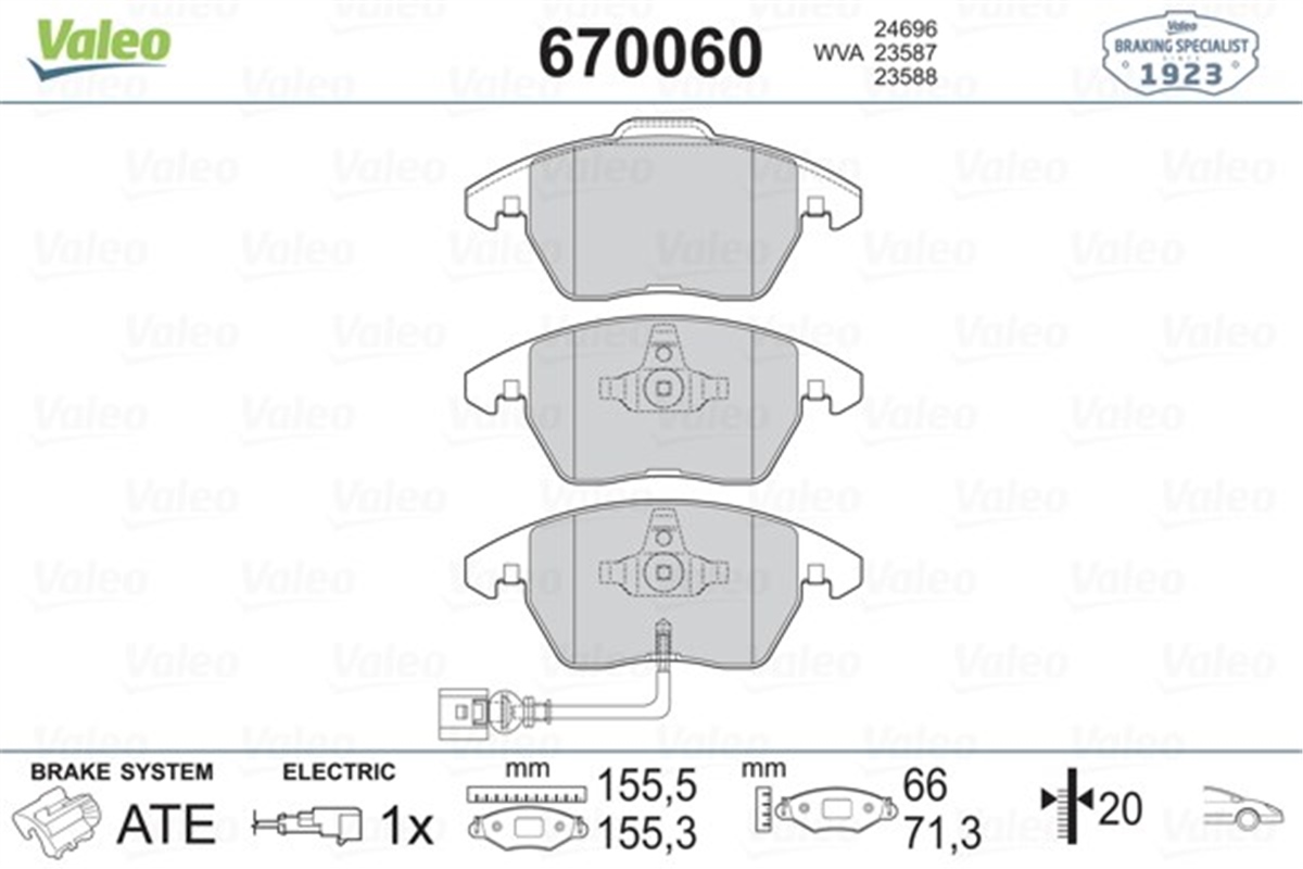 A1ÖN BALATA GOLF V 2.0TDİ 08-13 PASSAT 10 SCIROCCO 10 TOURAN 10 AUDI TT 06 AUDI A1 12 VALEO 670060VALEOVALEO 670060