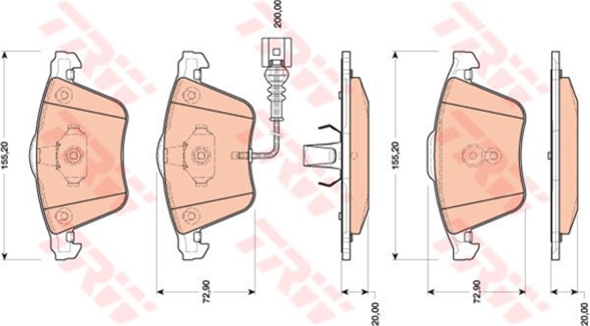 A3ÖN BALATA GOLF VI 2.0 R4-09 13 GOLF VI 2.0TDİ 13 2.0TSİ 08-13 AUDI A3 03-12 TT 08-14 TRW GDB1809TRWTRW GDB1809