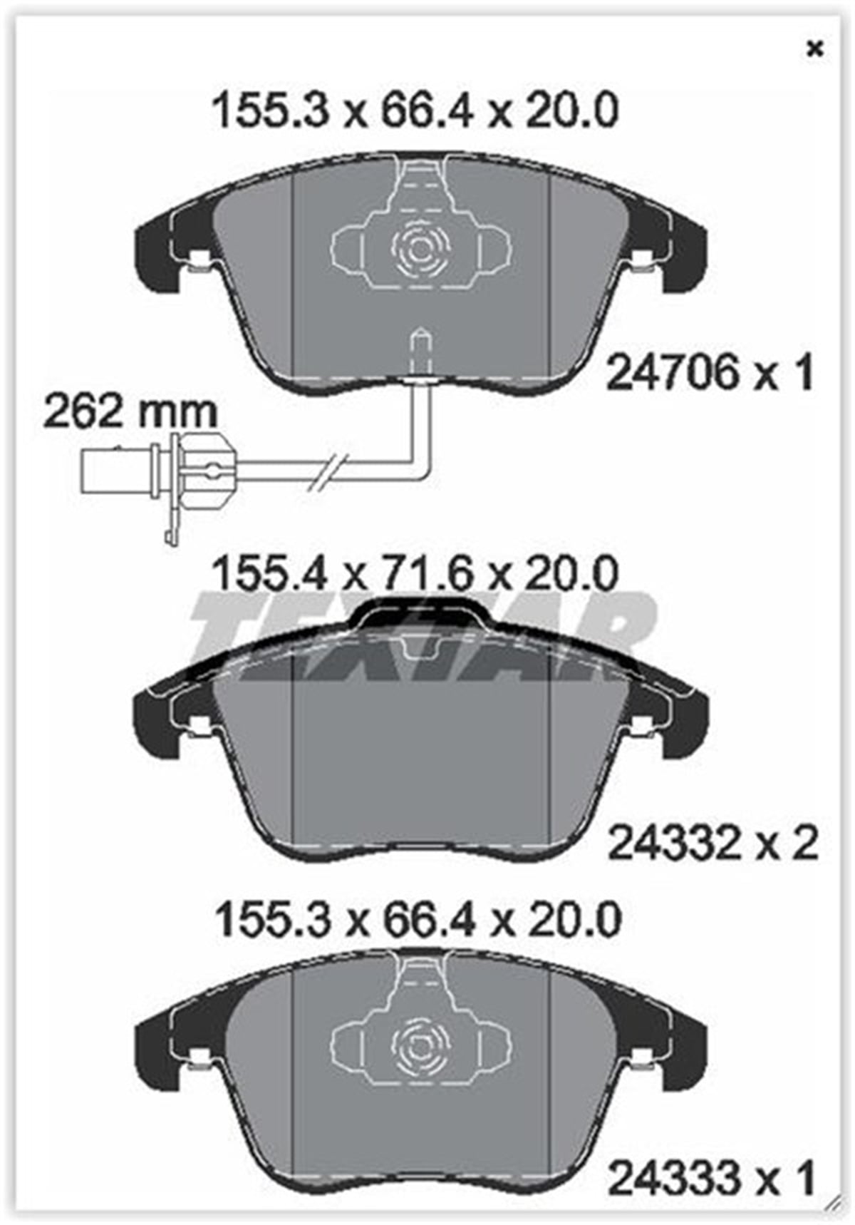 A4ÖN BALATA AUDI A4-A5 09 GDB1814 TEXTAR 2470601TEXTARTEXTAR 2470601