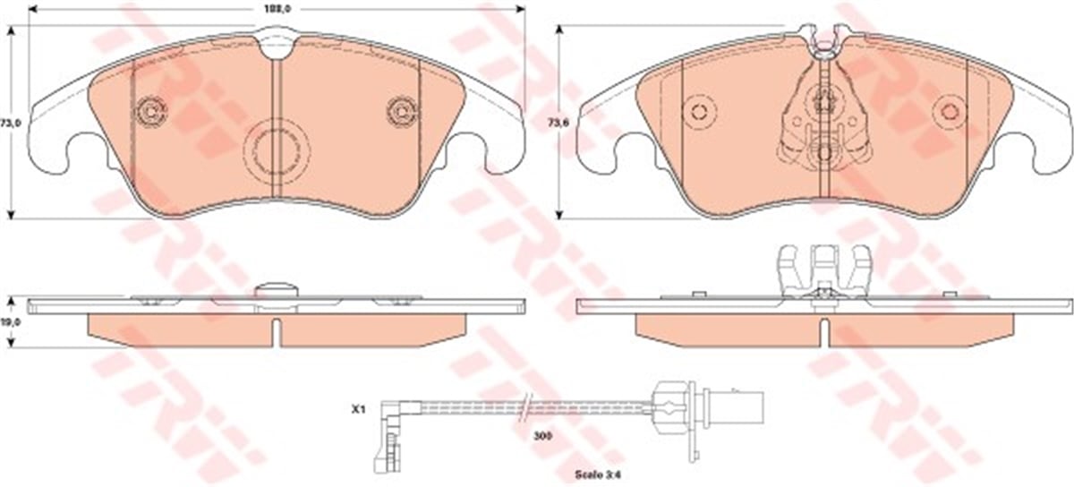 A4ÖN BALATA FİŞLİ AUDI A4-A5-A6-A7-Q5 2008 TRW GDB1908TRWTRW GDB1908