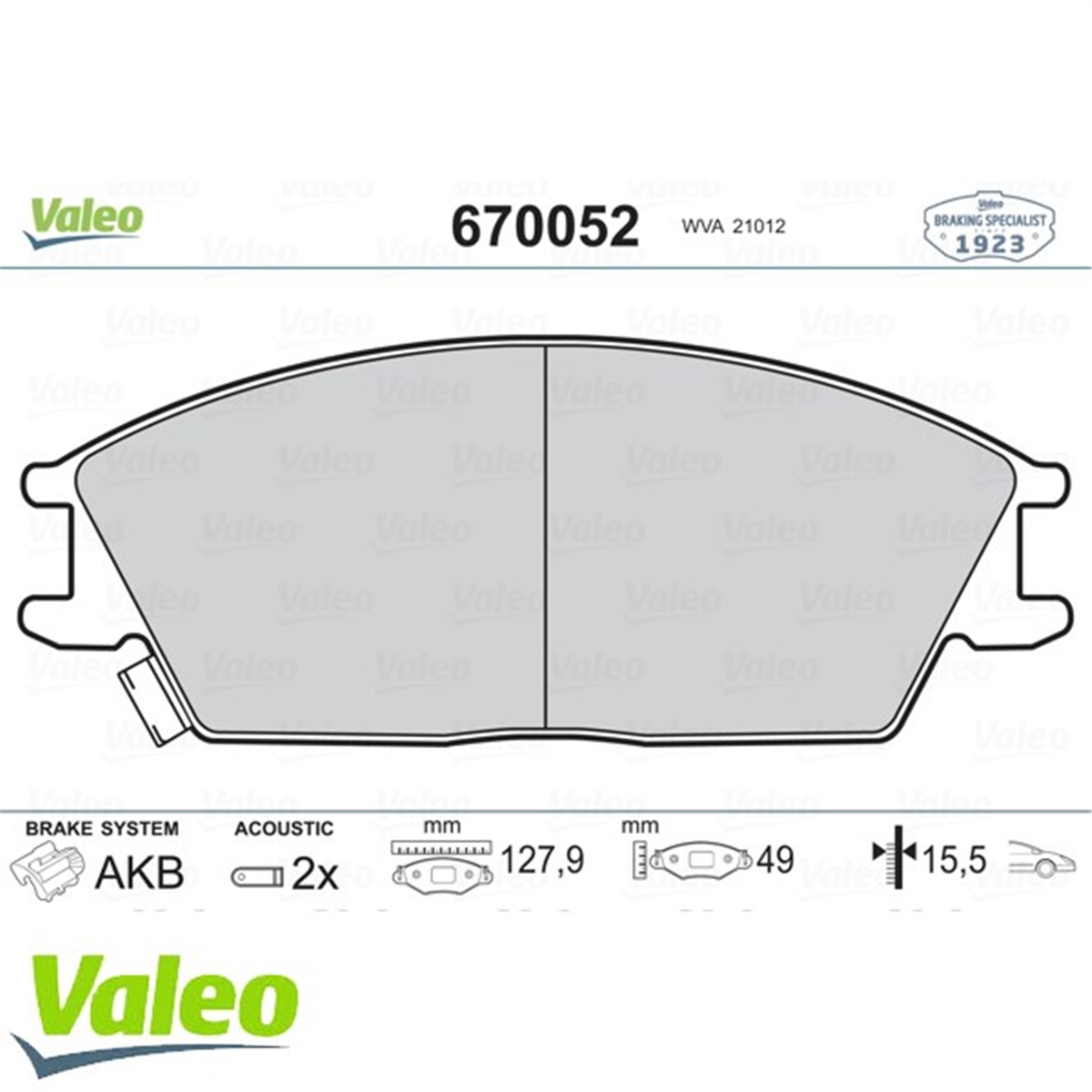 ACCENTÖN BALATA ACCENT II 1.3-1.5 01.00-11.05 CRDI GETZ 09.02-06.09 VALEO 670052VALEOVALEO 670052