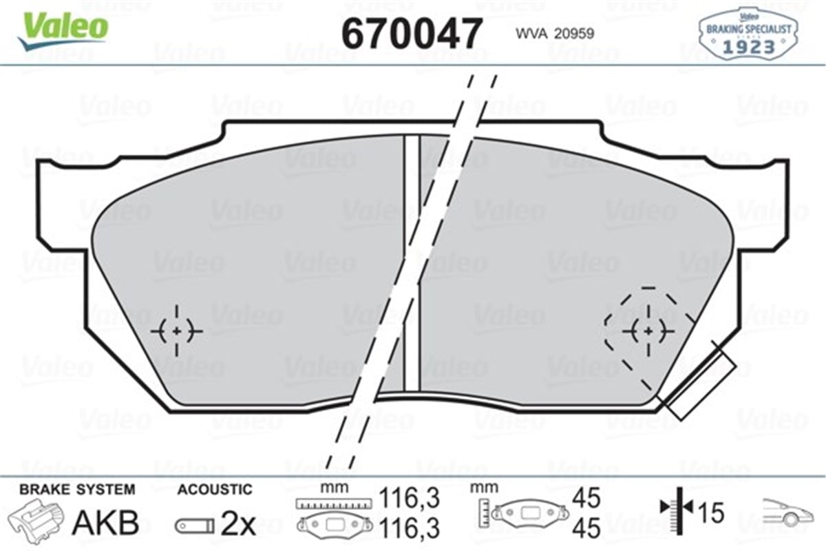 ACCORDÖN BALATA HONDA ACCORD 1.6EX-CIVIC 1.5 GTİ-GT-1.3-1.4-1.6İ-CRX 1.5İ-1.6İ VALEO 670047VALEOVALEO 670047