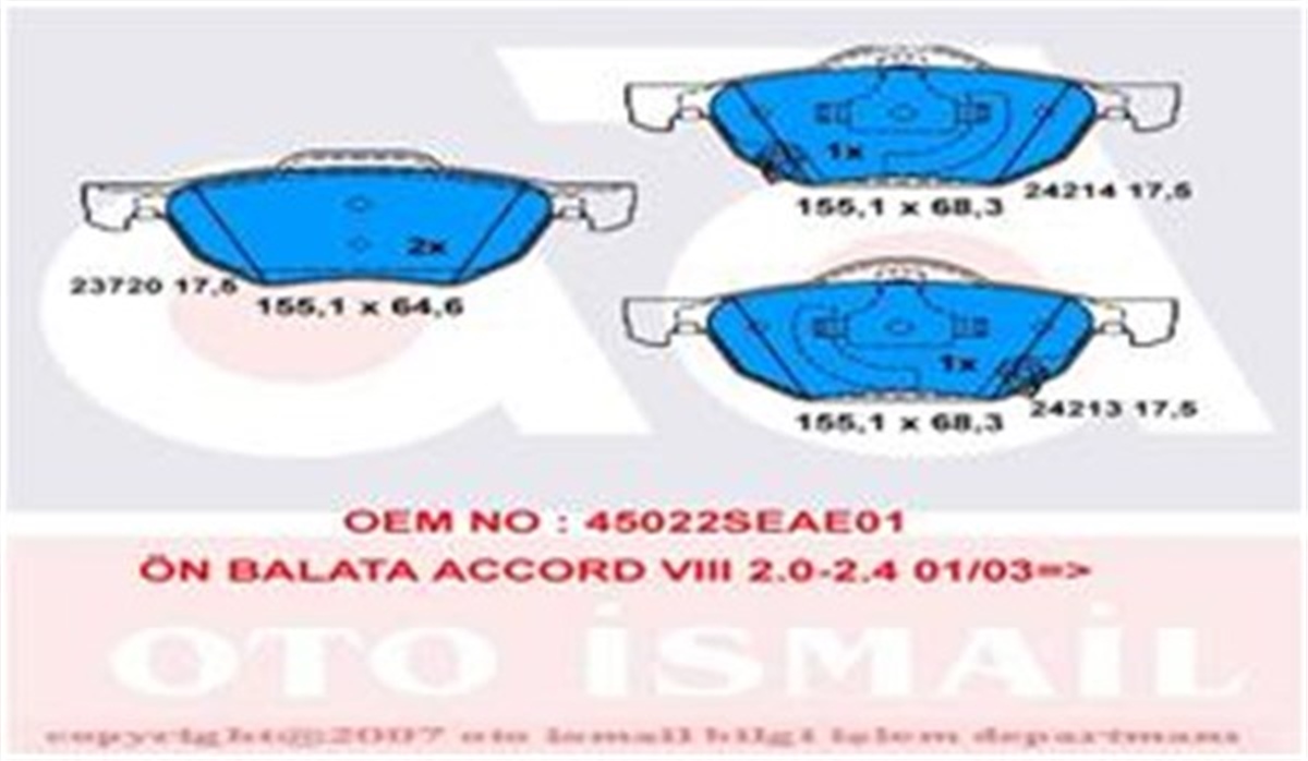 ACCORDÖN BALATA HONDA ACCORD 2.0 03 2.2 İCDT 04 2.4 03 TRW GDB3355TRWTRW GDB3355