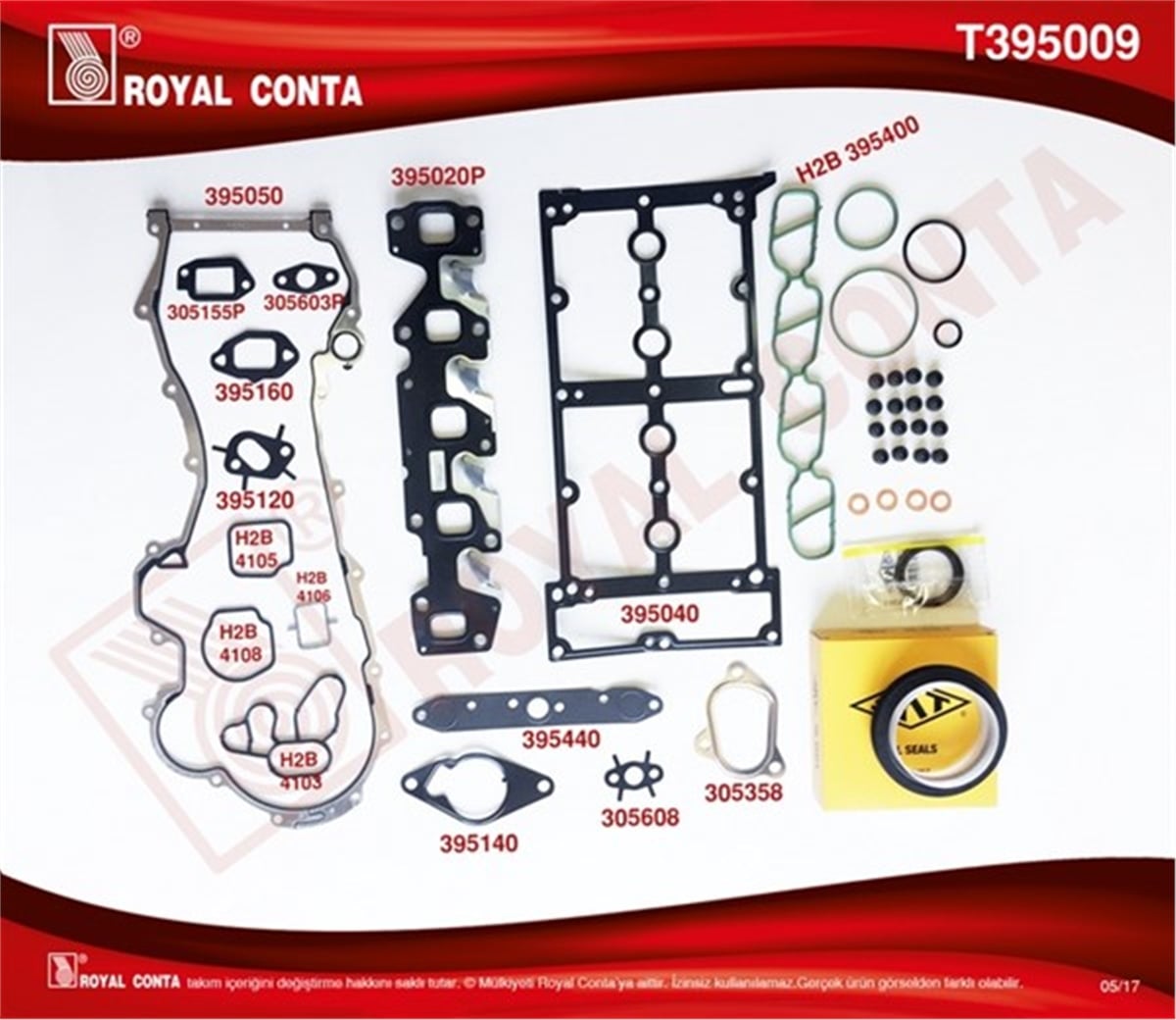 ALBEAMOTOR TAKIM CONTA SKT KEÇELİ-SUB.LASTİKLİ-SİLİNDİR KAPAK CONTASI SİZ DOBLO-PALIO-ALBEA-CORSA 1.3 MJTD ROYAL T395009ROYALROYAL T395009