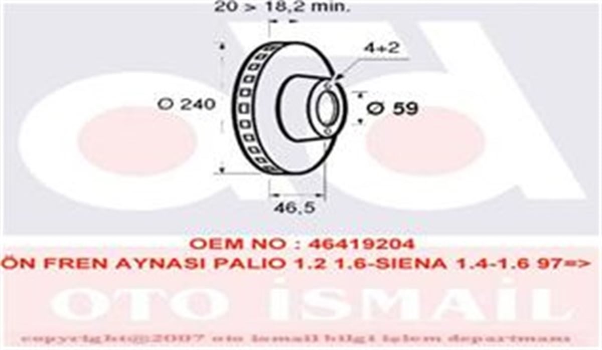 ALBEAÖN FREN AYNASI PALIO 1.2-1.6-SIENA 1.4-1.6 16V -ALBEA 98 240X20X4DLXHAVALI VALEO 186571VALEOVALEO 186571