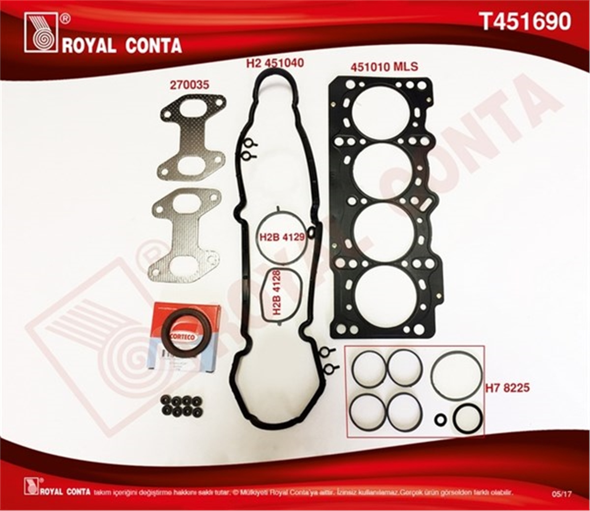 ALBEAÜST TAKIM CONTA PALIO-ALBEA-LINEA-PUNTO 1.4 8V 77 HP ROYAL T451690ROYALROYAL T451690