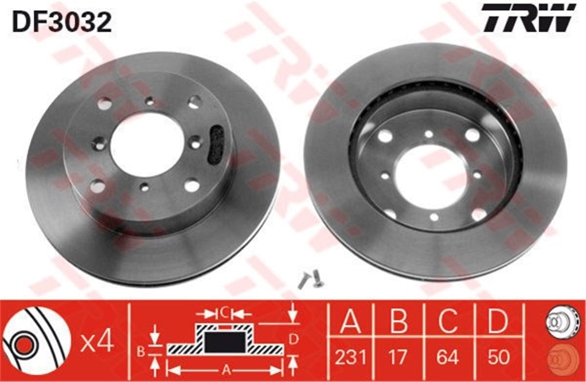 ALTOÖN FREN AYNASI HAVALI SUZUKI ALTO 1.0İ 94 SWIFT 1.0-1.0İ-1.3-1.3İ 89-92 TRW DF3032TRWTRW DF3032