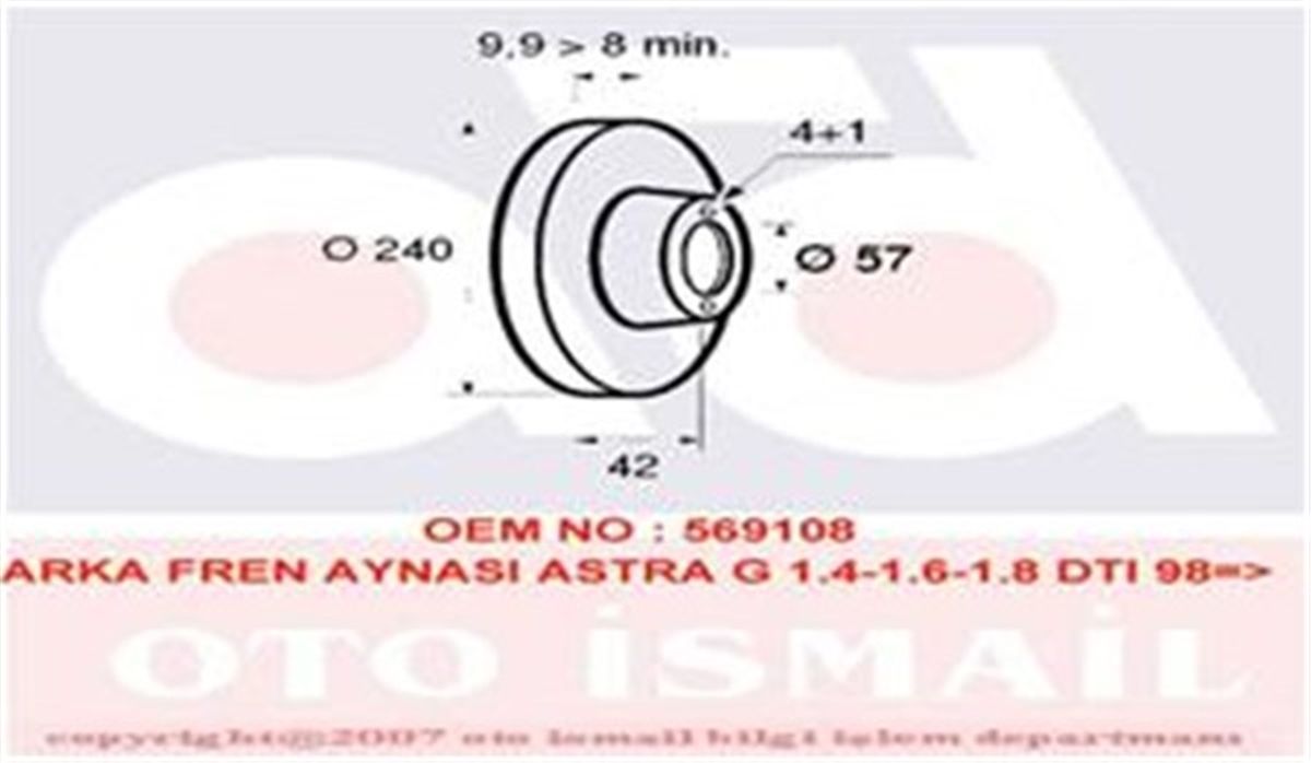ASTRAARKA FREN AYNASI ASTRA G H 1.4-1.6 1.8 03-04 MERIVA 1.4 16V TWİN 7.04 1.6 03 240X10X4DL VALEO 186594VALEOVALEO 186594