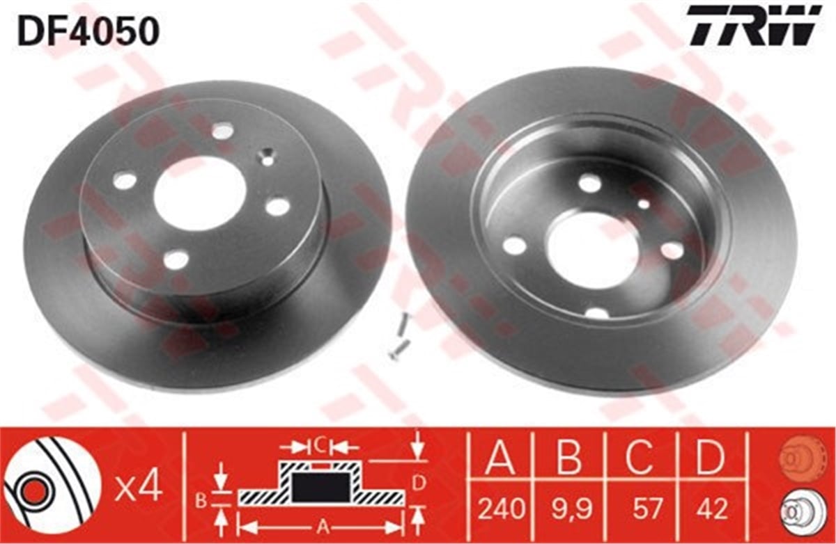 ASTRAFREN DİSKİ ARKA TAKIM 4 BİJON 240X10MM 569111 OPEL ASTRA G ASTRA H MERİVA A ZAFİRA A 98- BM TRW TRW DF4050TRWTRW DF4050