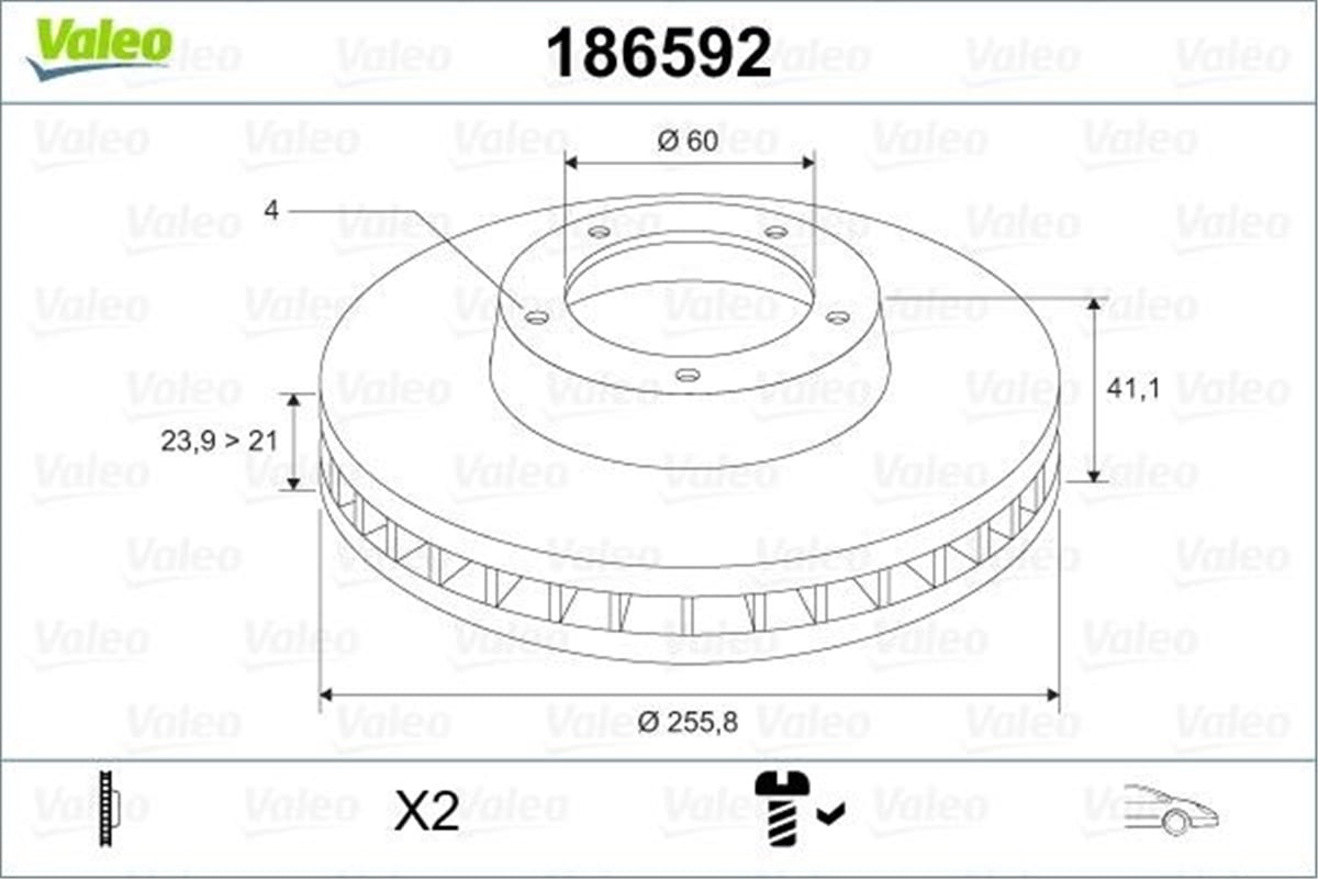 ASTRAFREN DİSKİ ÖN TAKIM 569059 OPEL ASTRA G 98-07 1.4-1.6 VALEO VAL 186592VALEOVALEO 186592