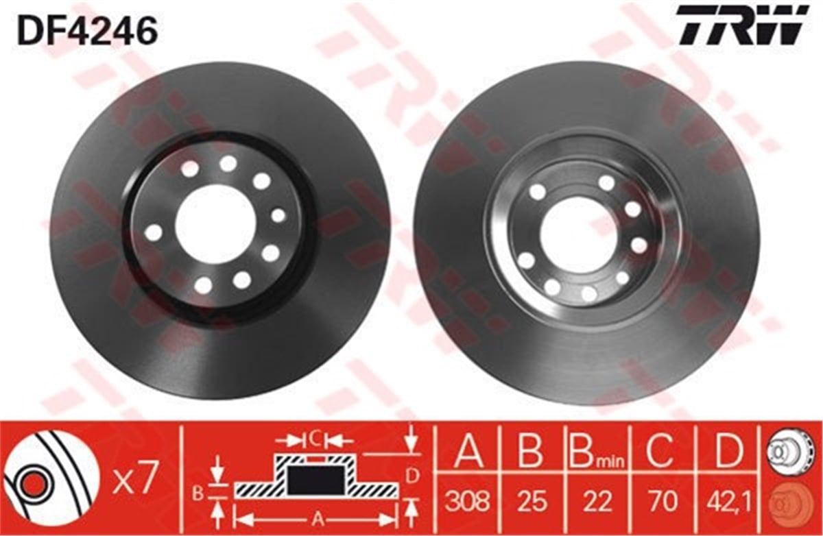 ASTRAFREN DİSKİ ÖN TAKIM 569061 OPEL CORSA E MERİVA B CORSA D ZAFİRA B ASTRA H 07- Z16LET A16LET TRW TRW DF4246TRWTRW DF4246