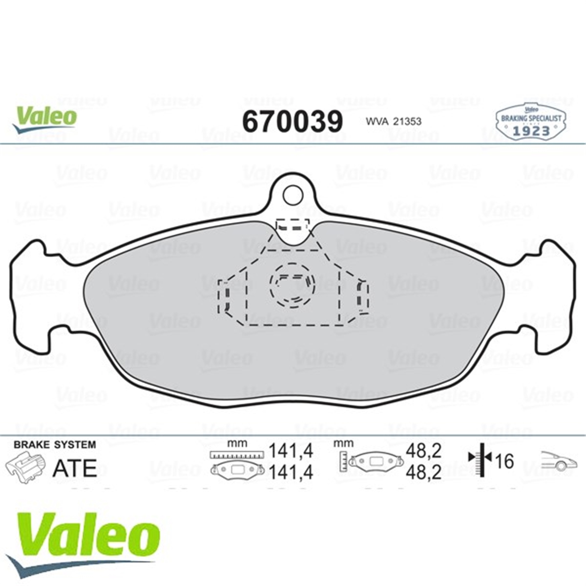 ASTRAÖN BALATA ASTRA F-CORSA A B -VECTRA A -TIGRA- 94-00 COMBO 1.4-1.6İ-1.7 D 92-00 VALEO 670039VALEOVALEO 670039