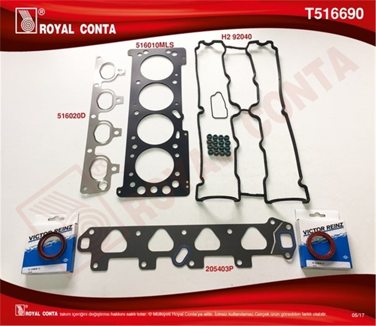 ASTRAÜST TAKIM CONTA ASTRA G-VECTRA B-C-COMBO MERIVA-ZAFIRA 1.6 16V ROYAL T516690ROYALROYAL T516690