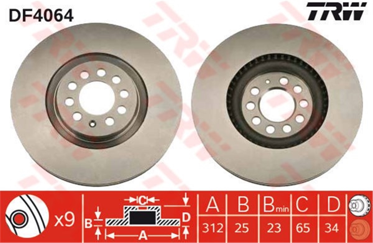 AUDIÖN FREN AYNASI HAVALI AUDI TT 1.8T-1.8T QUATTRO 98 TOLEDO II 1.9TDİ 00 TRW DF4064TRWTRW DF4064