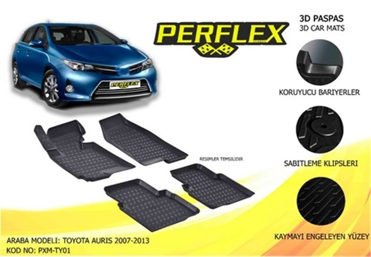 AURISPASPAS 3D X-MAT HAVUZLU TOYOTA AURIS 07-13 SİYAH PERFLEX PXM-TY01PERFLEXPERFLEX PXM-TY01