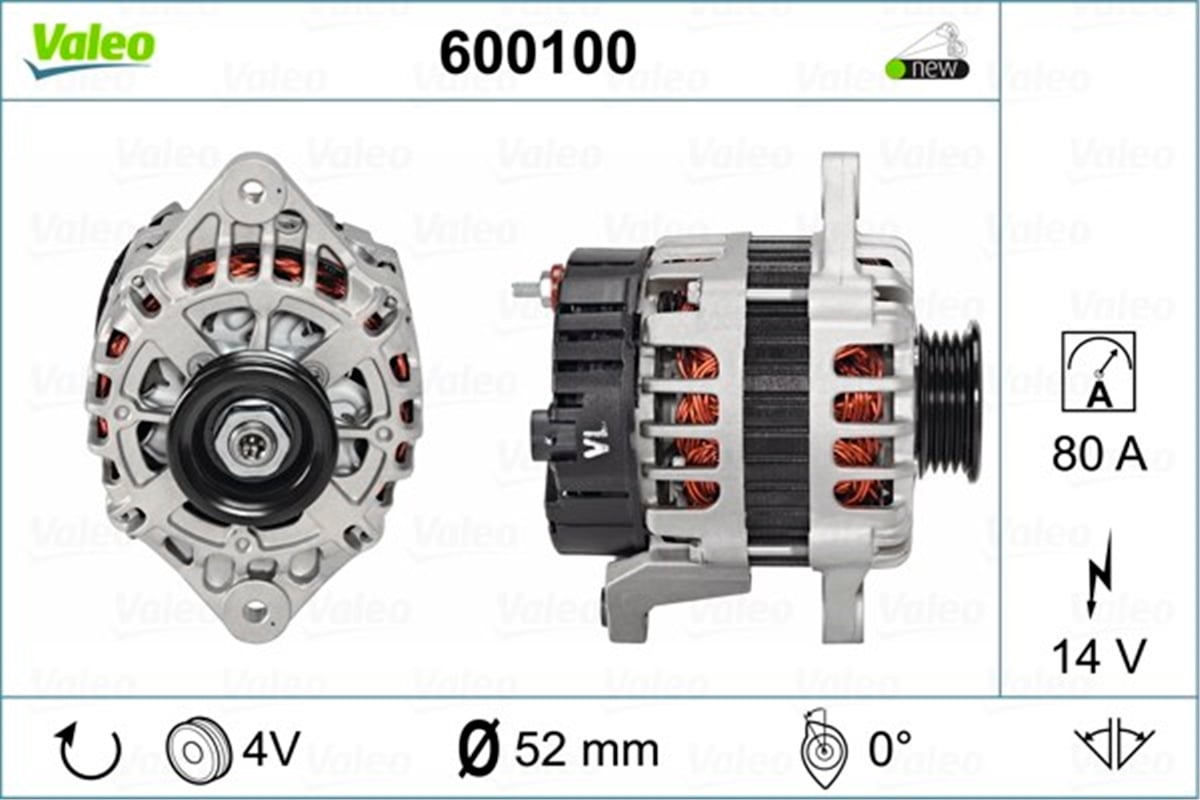 AVEOALTERNATÖR CHEVROLET AVEO-DAEWOO K VALEO 600100VALEOVALEO 600100