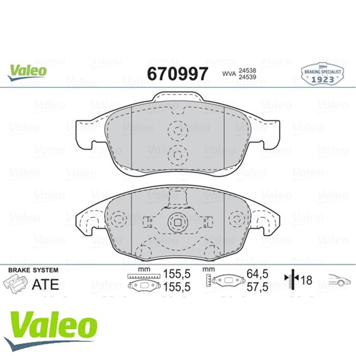 BERLINGOÖN BALATA C4 PICASSO 1.6 HDI 110HP 06 11 PARTNER 08 11 TEPE-BERLINGO 08 11 5008 09 DS4 DS5 VALEO 670997VALEOVALEO 670997