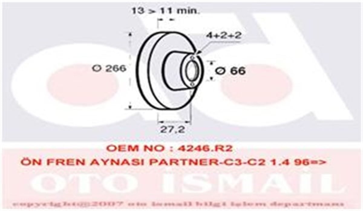 BERLINGOÖN FREN AYNASI C2 1.4 1.4 HDİ 03 C3 1.4 1.4HDI 02 PARTNER-BERLINGO 1.4 1.9 D 2.0HDI 266X13X4DL VALEO 186599VALEOVALEO 186599