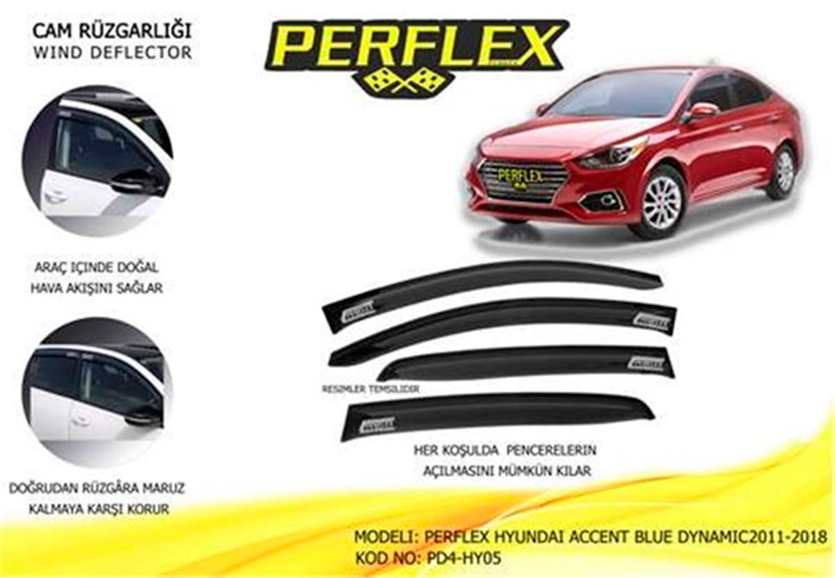 BLUECAM RÜZGARLIĞI HYUNDAI ACCENT BLUE DYNAMIC 2011-2018 4 LÜ PERFLEX PD4-HY05PERFLEXPERFLEX PD4-HY05