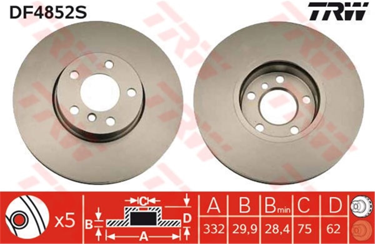 BMWÖN FREN AYNASI BMW X5 07 X6 08 TRW DF4852STRWTRW DF4852S