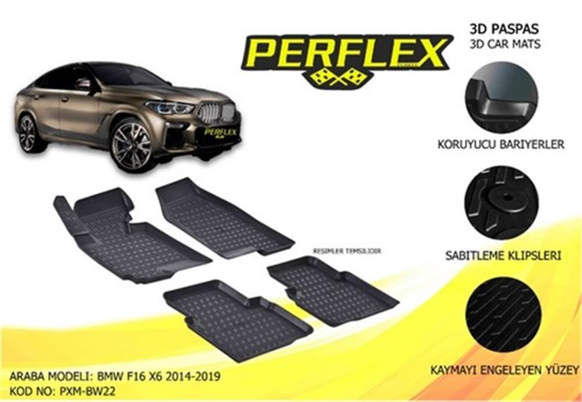 BMWPASPAS 3D X-MAT HAVUZLU BMW F16 X6 15 SİYAH PERFLEX PXM-BW22PERFLEXPERFLEX PXM-BW22