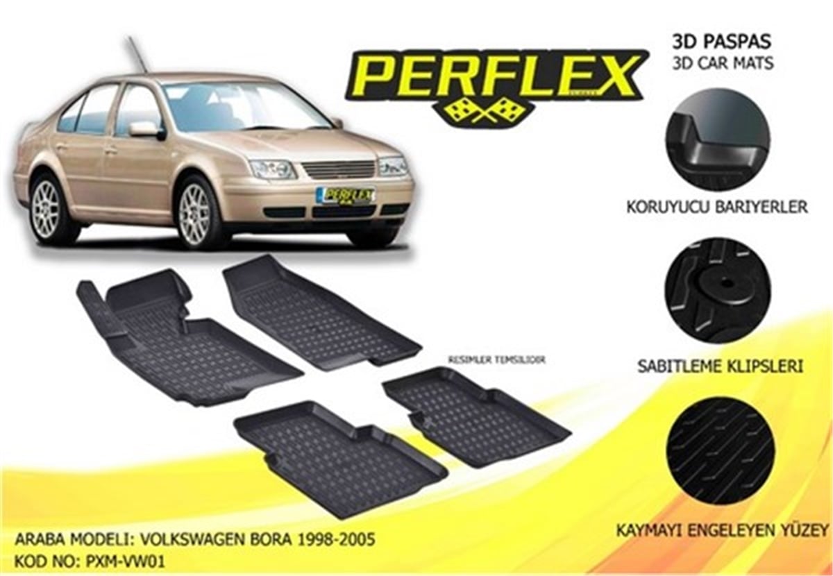 BORAPASPAS 3D X-MAT HAVUZLU VOLKSWAGEN BORA 98-05 SİYAH PERFLEX PXM-VW01PERFLEXPERFLEX PXM-VW01