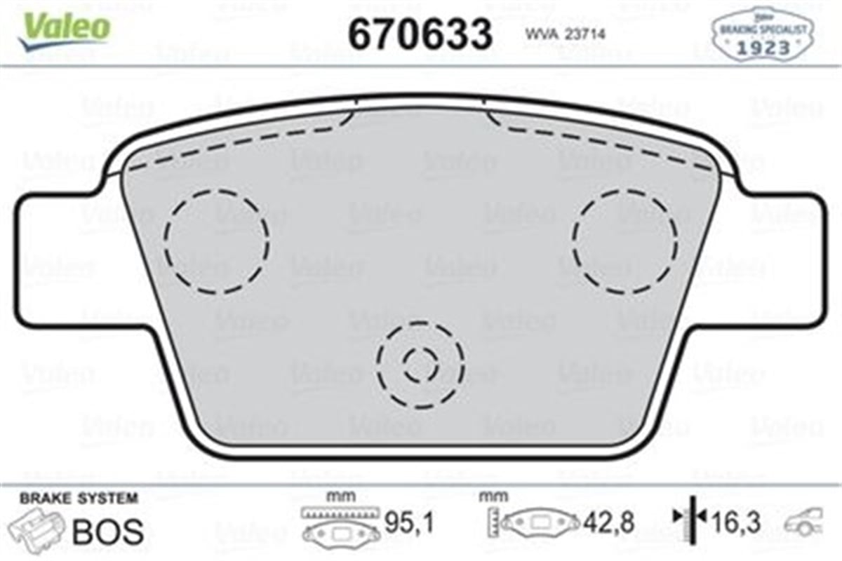 BRAVOARKA BALATA STILO 02 LINEA 6.07 BRAVO 9.07 ALFA MITO 08 MULTIPLA 99-10 VALEO 670633VALEOVALEO 670633