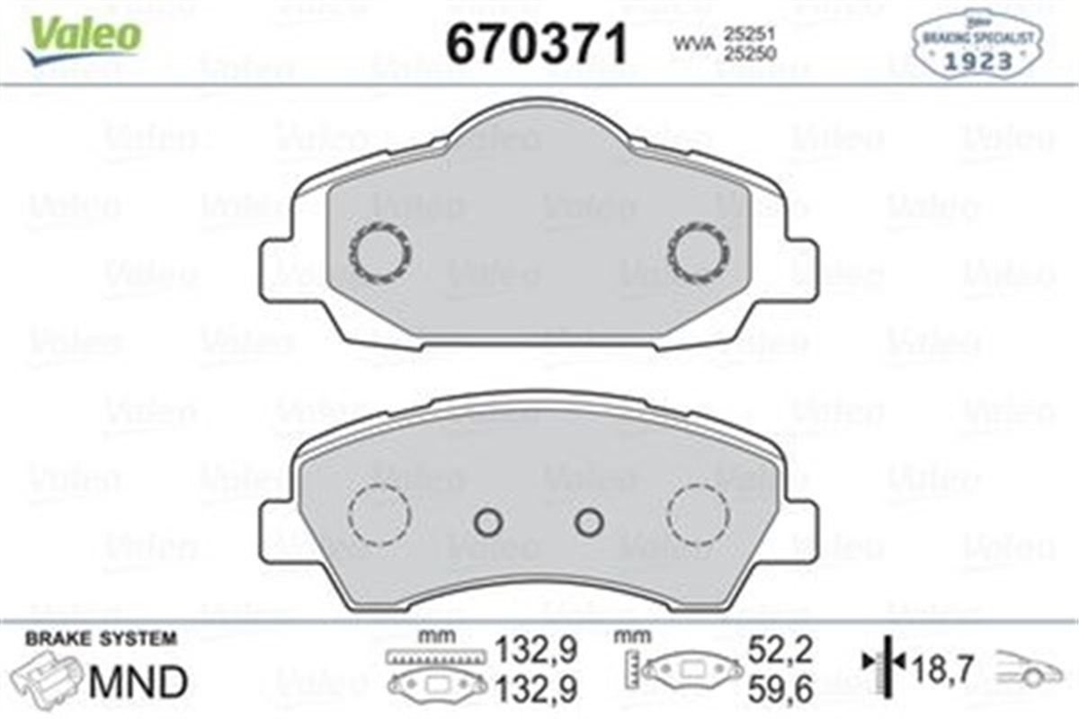 C-ELYSEEÖN BALATA CITROEN C-ELYSEE 1.2 VTI-1.6 VTI-1.6 HDI 12 P301 1.2 VTI-1.6 VTI-1.6 HDI 12 VALEO 670371VALEOVALEO 670371