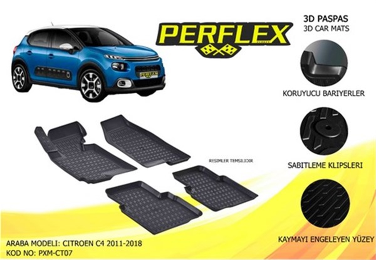 C4PASPAS 3D X-MAT HAVUZLU CITROEN C4 11 SİYAH PERFLEX PXM-CT07PERFLEXPERFLEX PXM-CT07