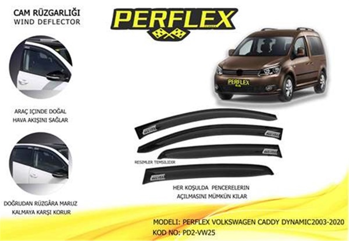 CADDYCAM RÜZGARLIĞI VOLKSWAGEN CADDY DYNAMIC 2003 2 Lİ PERFLEX PD2-VW25PERFLEXPERFLEX PD2-VW25