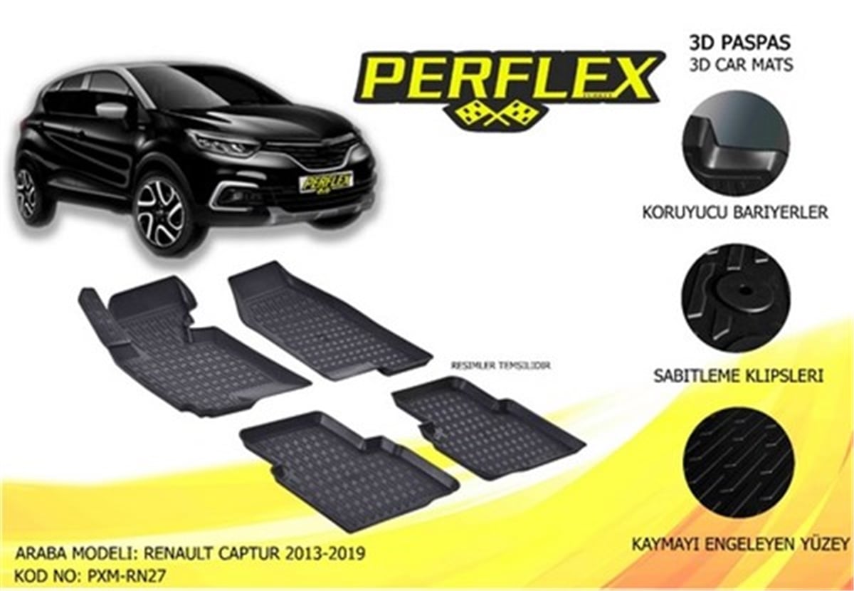 CAPTURPASPAS 3D X-MAT HAVUZLU RENAULT CAPTUR 13 SİYAH PERFLEX PXM-RN27PERFLEXPERFLEX PXM-RN27