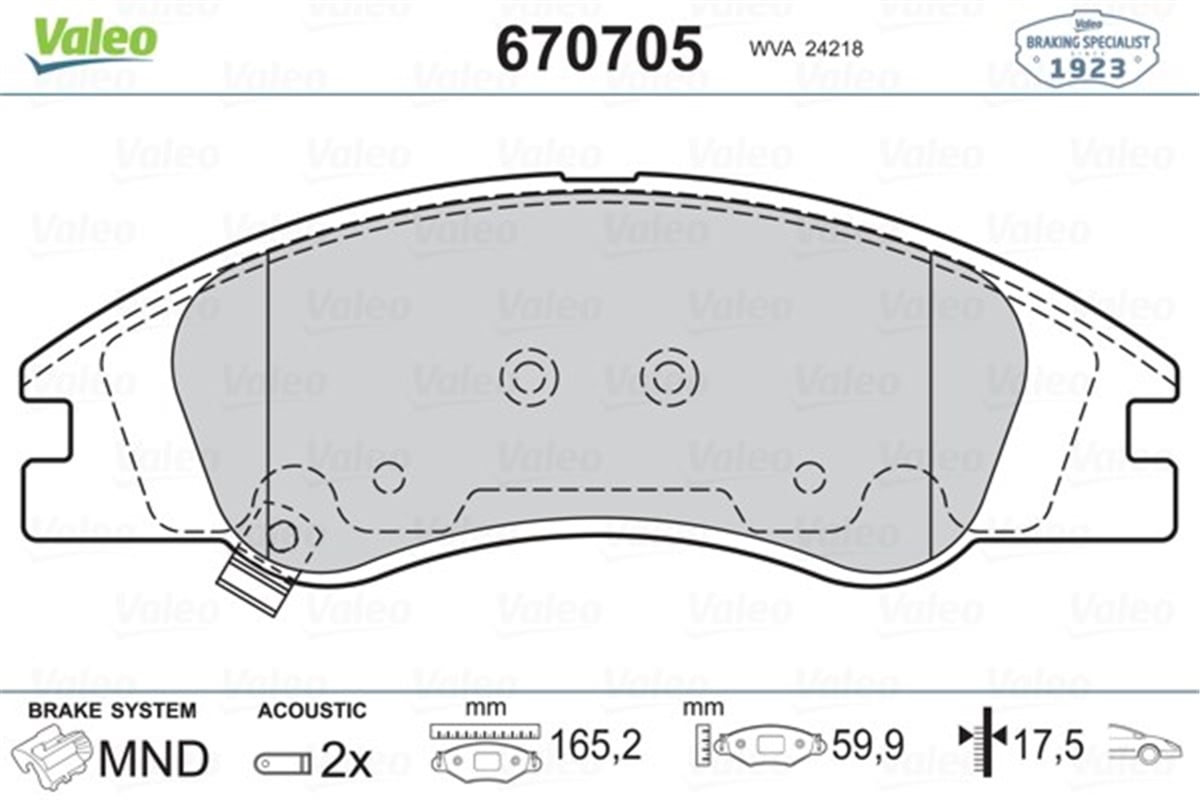 CERATOÖN BALATA KIA CERATO II-SPECTRA FE22-FE24 1.6-1.8-2.0-1.5CRDI 08 VALEO 670705VALEOVALEO 670705