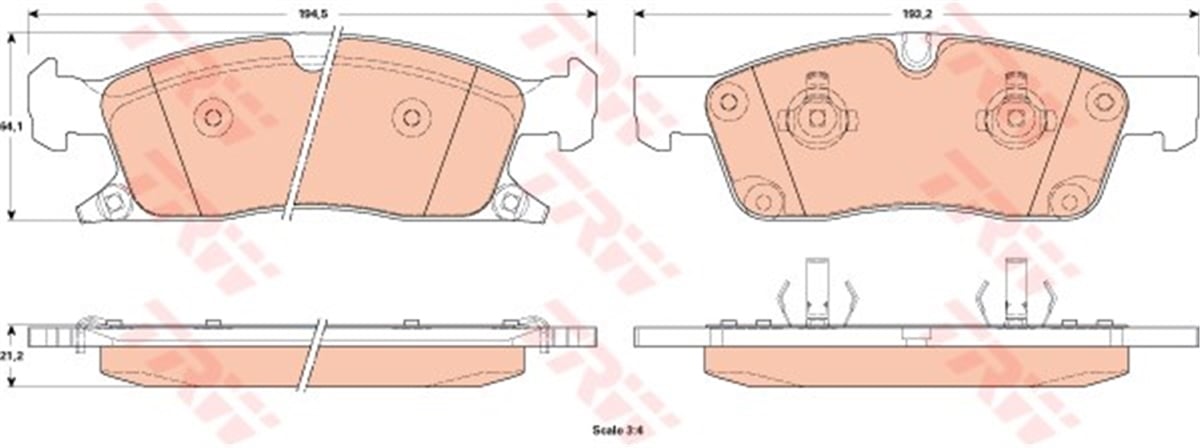 CHEROKEEÖN BALATA GRAND CHEROKEE III 3.6 WH 5.7 V8 6.4 01-2009 3.0CRD 11 13 195 64 19 İNCE TRW GDB4604TRWTRW GDB4604
