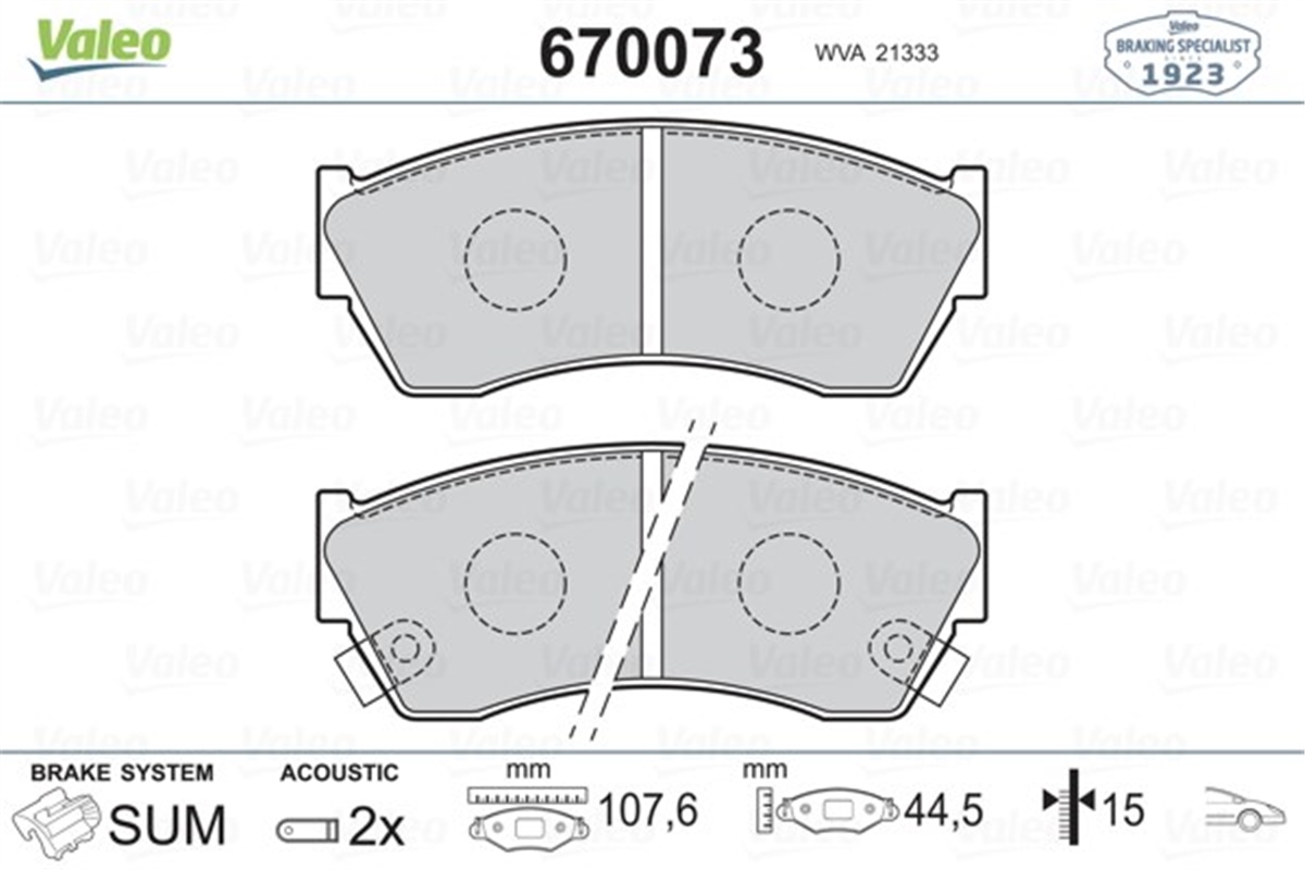 CHEVROLETÖN BALATA CHEVROLET GEO METRO VALEO 670073VALEOVALEO 670073