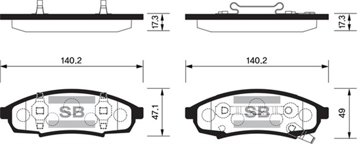 CHEVROLETÖN BALATA DİSK BUICK REGAL 91-97 CHEVROLET LUMINA 89-94 MALIBU 91-97 GDB4014 SANGSIN SP1284SANGSINSANGSIN SP1284