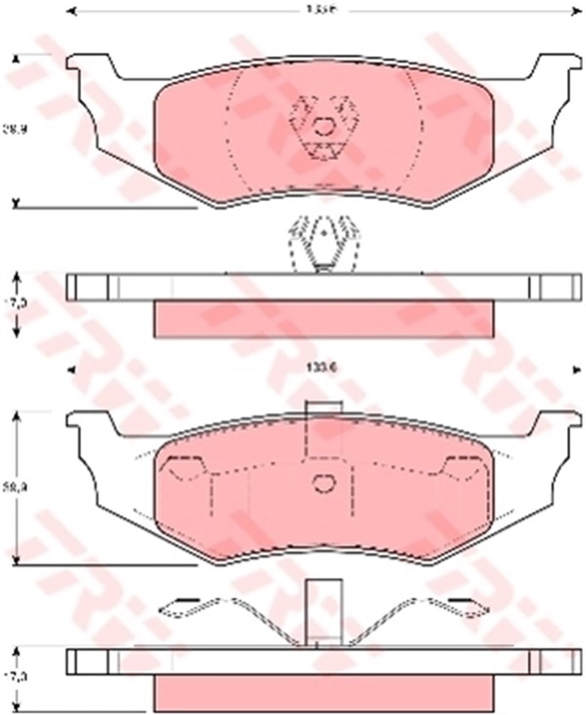 CHRYSLERARKA BALATA K.Ç TİP CHRYSLER 300M 2.7 3.5 98-04 VOYAGER 95-01 STRATUS 95-99 CONCORDE TRW GDB1234TRWTRW GDB1234