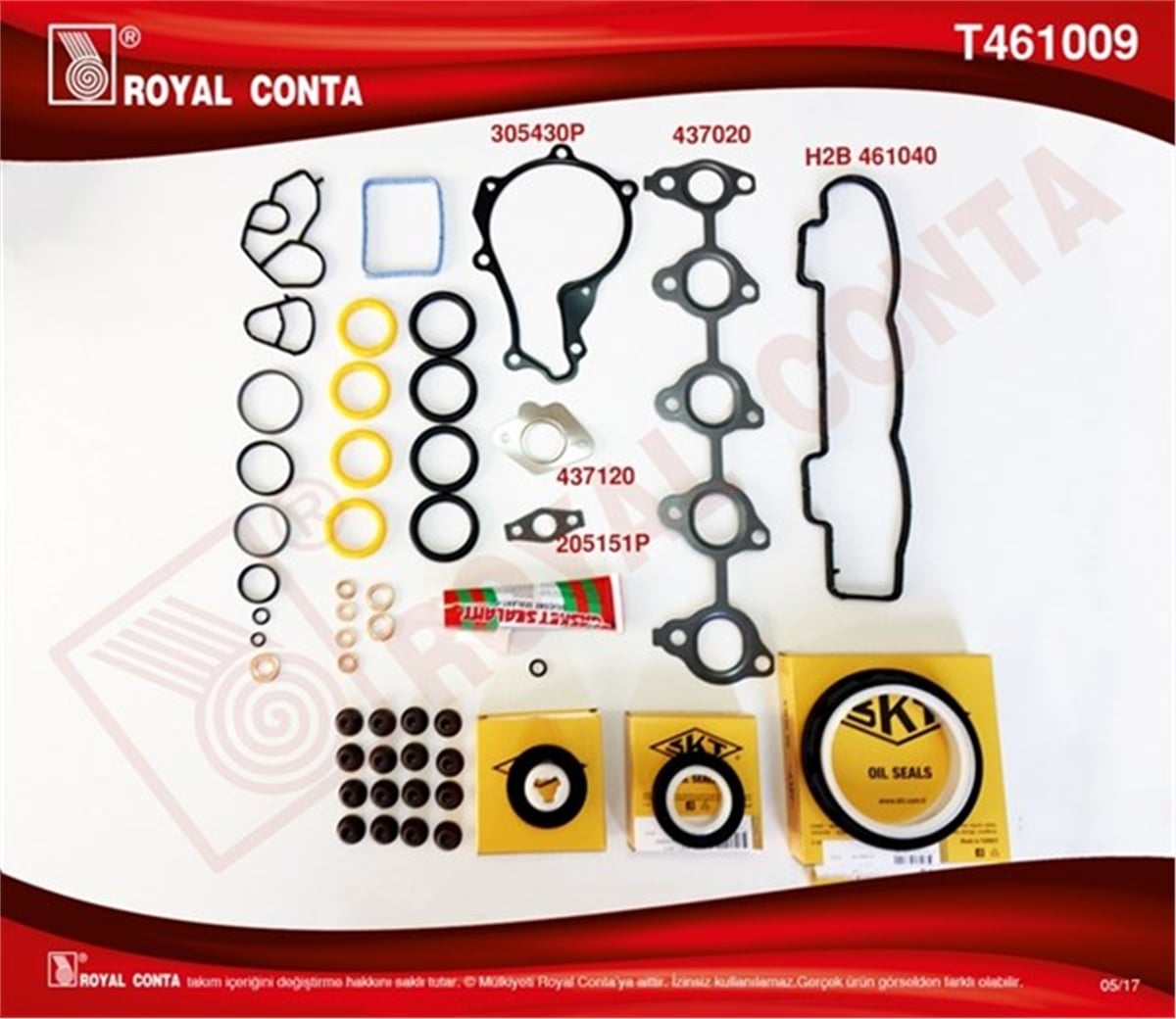 CITROENMOTOR TAKIM CONTA SKT KEÇELİ-SUB.LASTİKLİ-SİLİNDİR KAPAK CONTASI SİZ FOCUS 1.6 TDCİ- P307 1.6HDİ-CITROEN 1.6 HDİ ROYAL T461009ROYALROYAL T461009