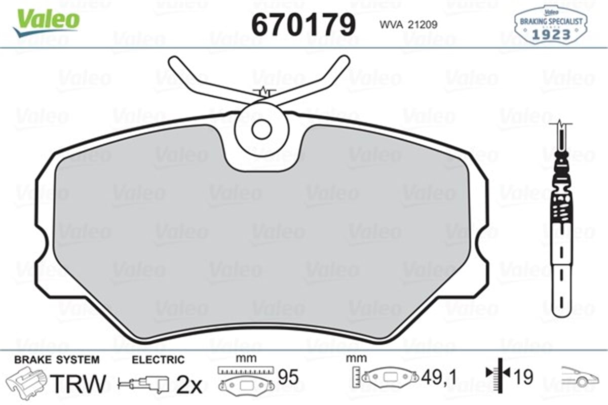CITROENÖN BALATA P306 2.0 S16 1993-97 -P405 1.6I 1.8I 2.0I 1.9 SRI-2.0 MI16 CITROEN ZX 2.0 FİŞLİ VALEO 670179VALEOVALEO 670179