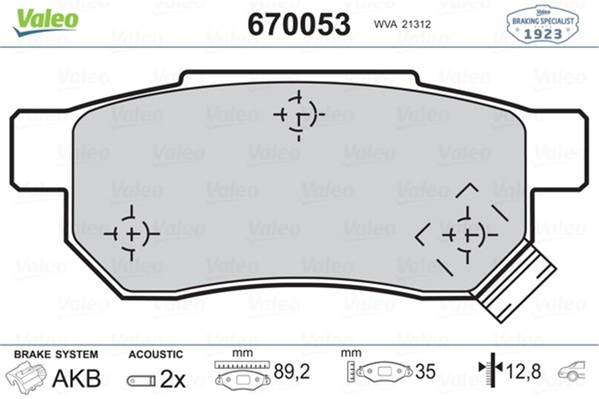CIVICARKA BALATA ACCORD III 85-89 CIVIC 87-01 JAZZ II 02 ROVER 25 45 00-05 200 400 91-00 MG VALEO 670053VALEOVALEO 670053