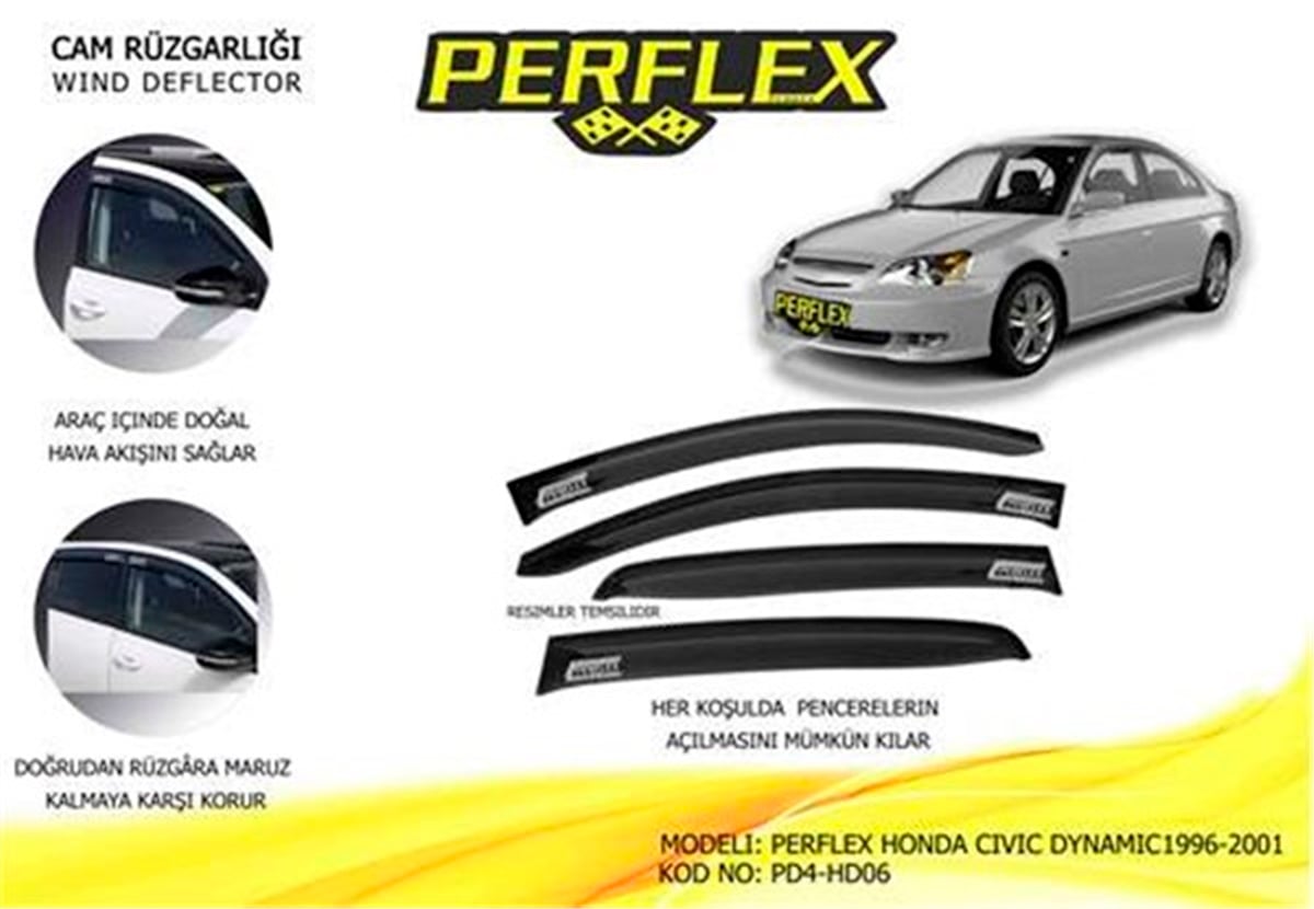 CIVICCAM RÜZGARLIĞI HONDA CIVIC DYNAMIC 1996-2001 4 LÜ PERFLEX PD4-HD06PERFLEXPERFLEX PD4-HD06