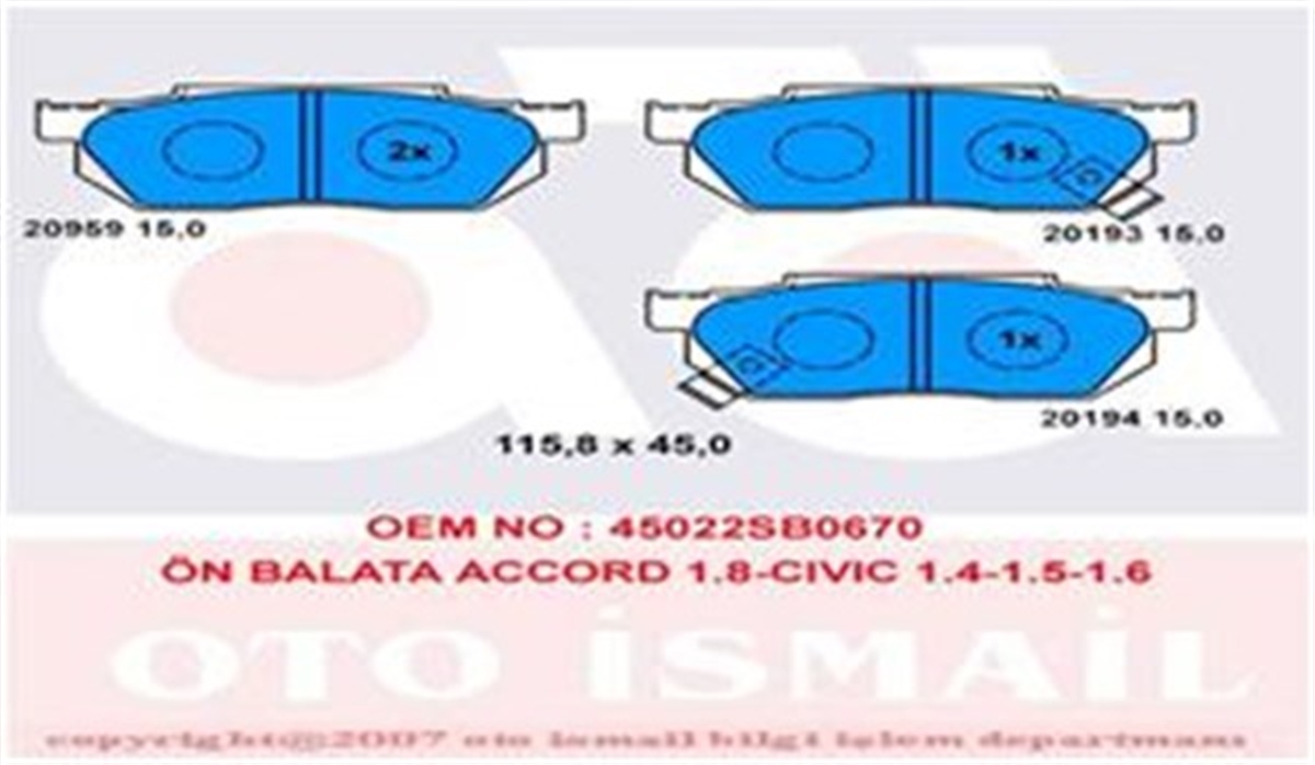 CIVICÖN BALATA ACCORD 1.8- CIVIC 1.4-1.5-1.6 87-89 TRW GDB358TRWTRW GDB358