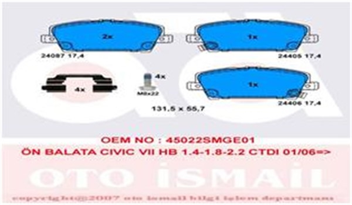 CIVICÖN BALATA HONDA CIVIC FK-FD 06 1.4I-1.8I-2.2I CDTI TRW GDB3407TRWTRW GDB3407